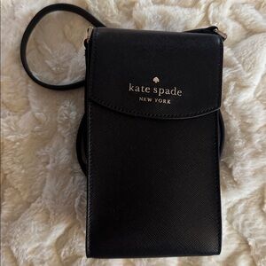 Kate Spade New York Flap Phone Black Leather Crossbody